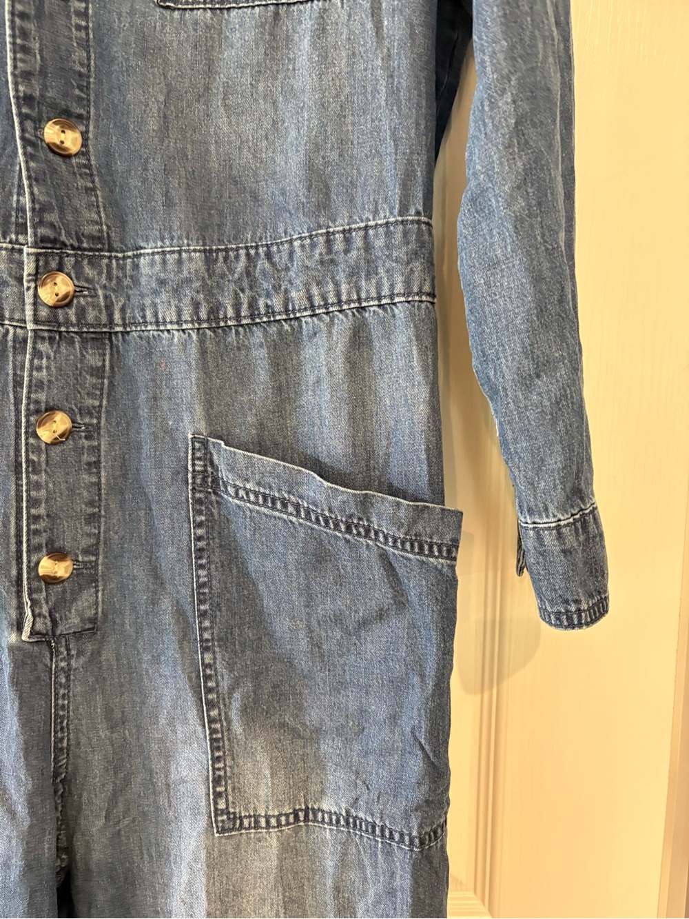 Universal Thread Denim Button-Front Jumpsuit - Blue - Picture 3 of 6
